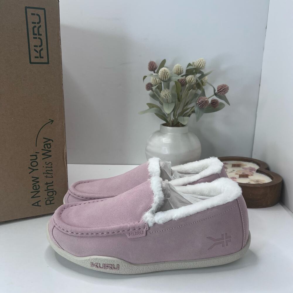 Kuru Loft Suede Faux Shearling Slipper Soft Pink/Vanilla Women 11.5 Medium NWB